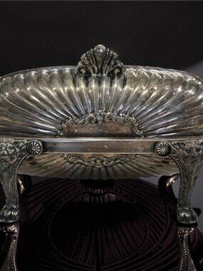 F.B. Rogers Silver Plate Antique Hinged Butter Dish with Lions Head Legs